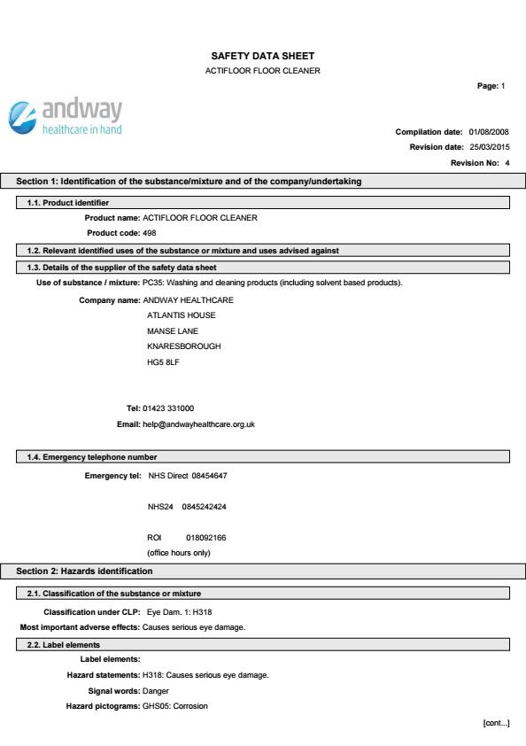 ACTFLO/5 COSHH